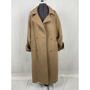 Rare Vintage Elegant Arnold Manus Women's Jacket Trench Coat 100% Alpaca Size 14